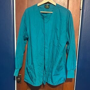 Teal Button-Up Women's scrub jacket